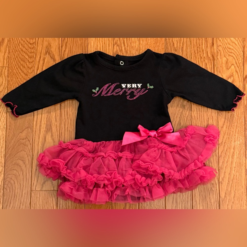 Baby Glam Infant Girl 3M Black and Pink Tutu Dress